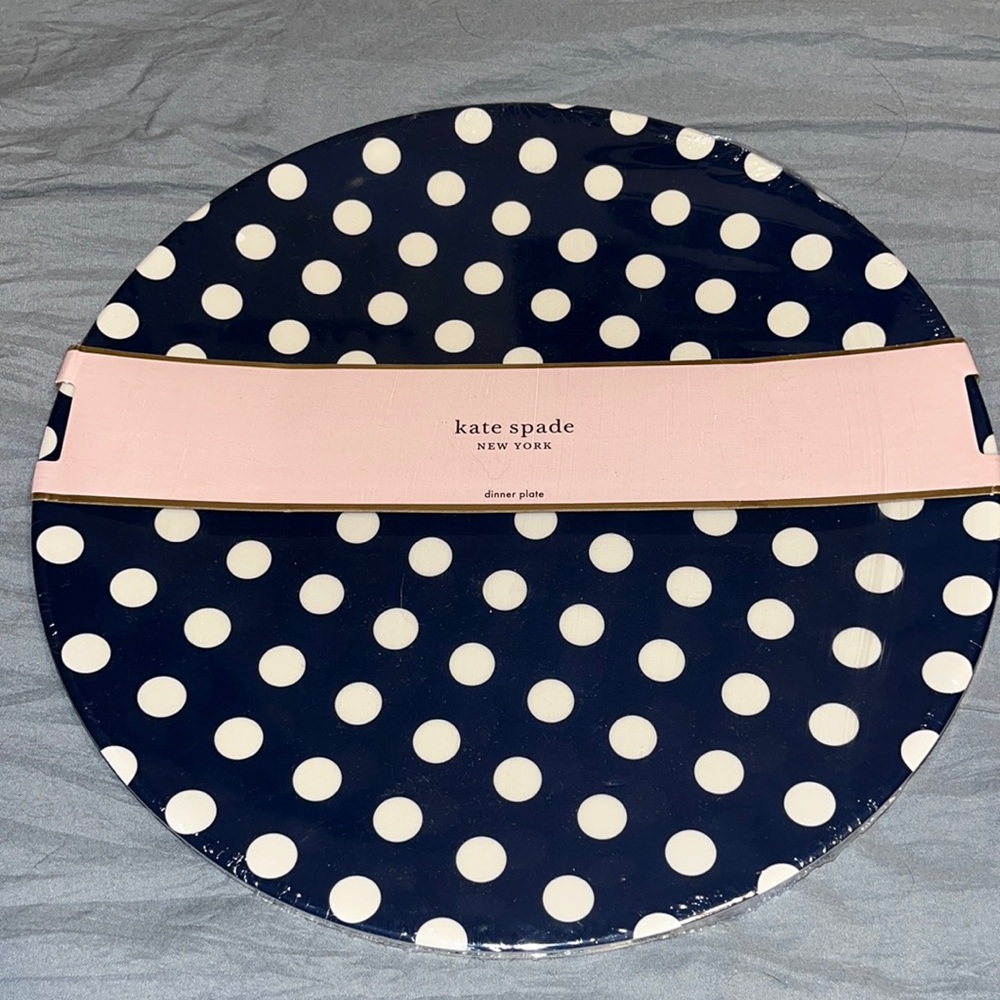 NWT Kate Spade Melamine Accent Plate, Navy w/ Dots - Set of 2